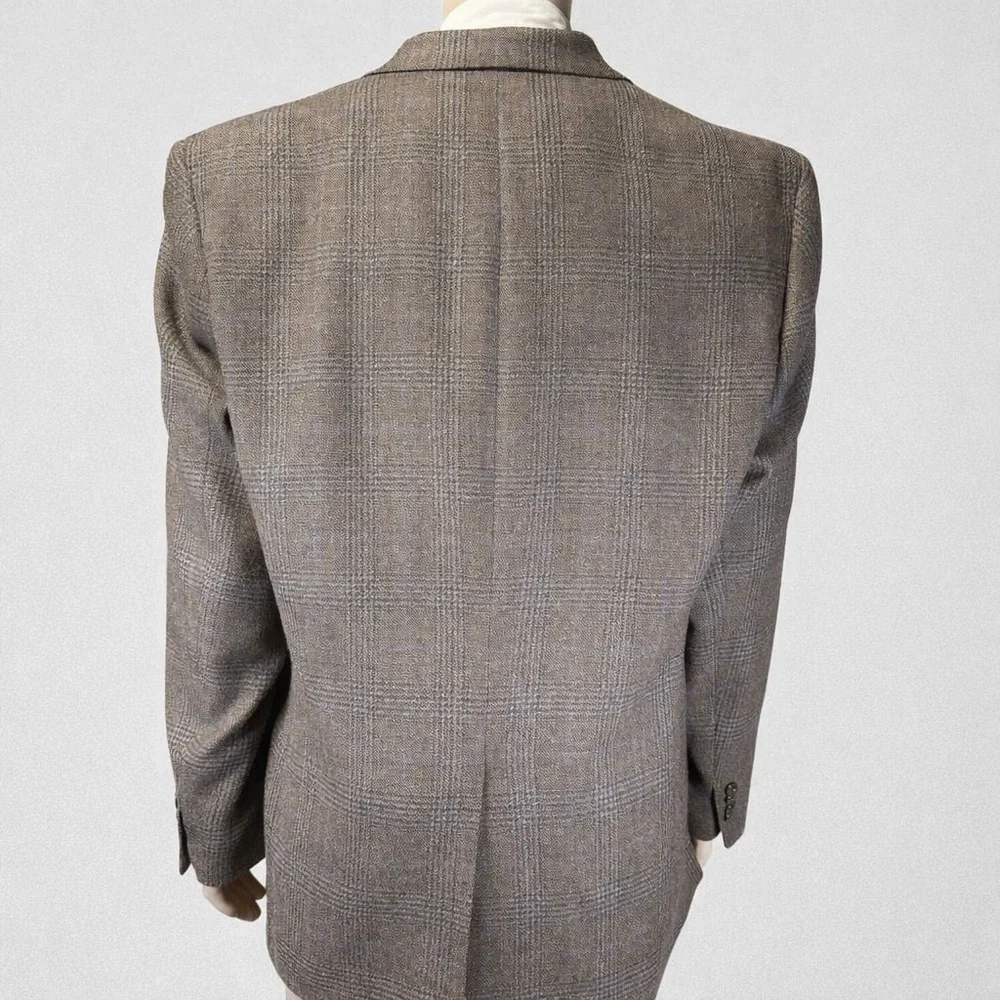Ralph Lauren Brown Glen Plaid Wool Blend Sport Coat Natural Stretch Men's‎ 48L